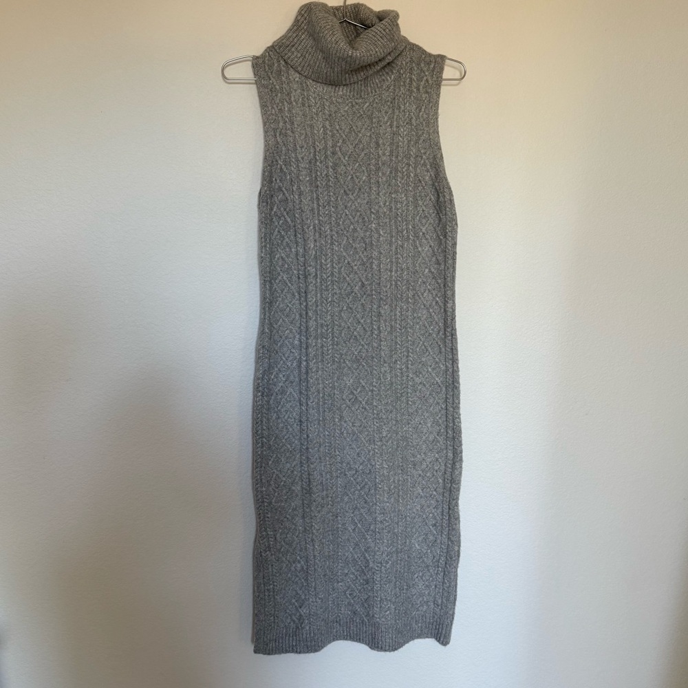 House of Harlow 1960 Gray Sleeveless Turtleneck Sweater Dress Size Small